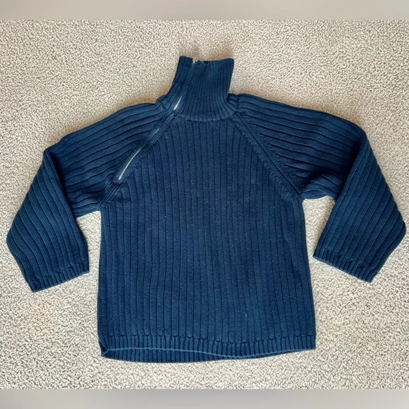 Zara Angle Zip Ribbed Mock Neck Oversized Cotton Sweater - Picture 6 of 8